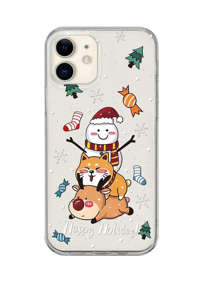 Прозорий чохол на iPhone 12 mini Зимові розваги (новорічний принт 153) Creative (362970422)