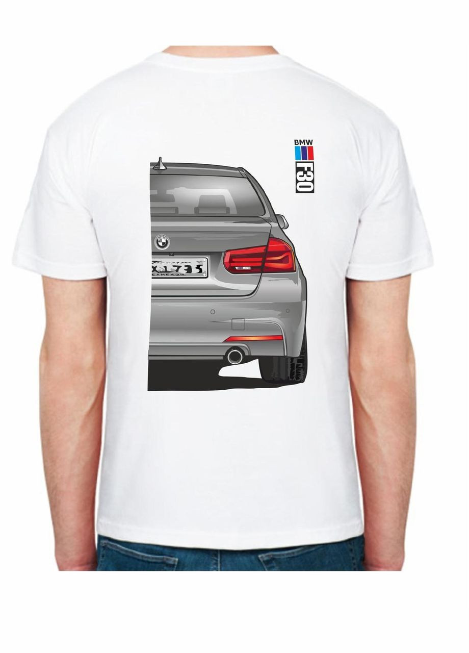 Біла футболка чоловіча з принтом bmw f30 stock fr 107419 біла Avtolife