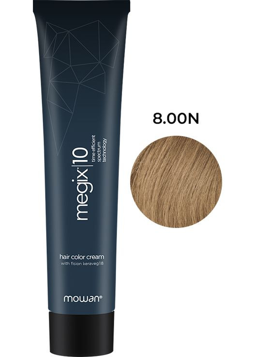 Краска для волос 8.00N интенсивный нейтральный светлый блонд Megix10, 100 мл Mowan (335263315)