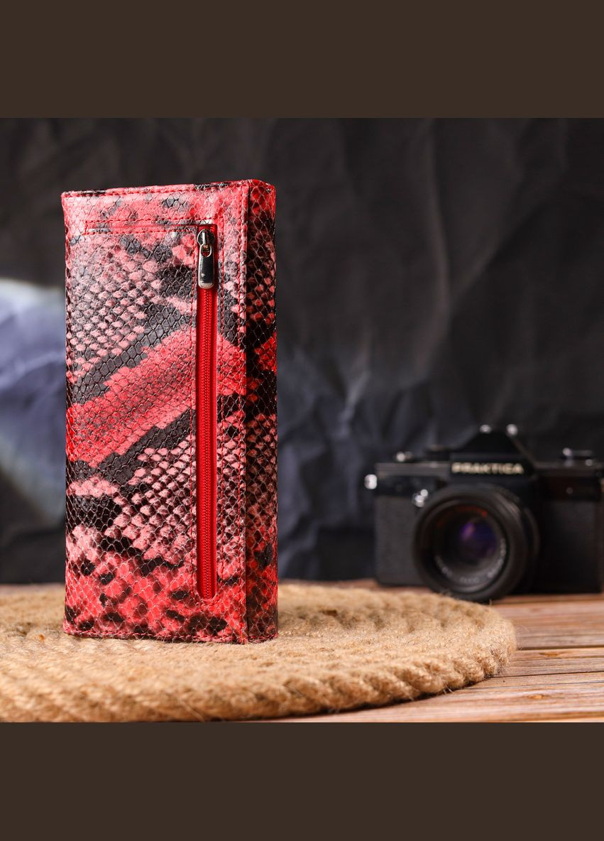 Жіночий гаманець із натуральної фактурної шкіри з тисненням під змію з монетницею 21627 Canpellini (306881449)