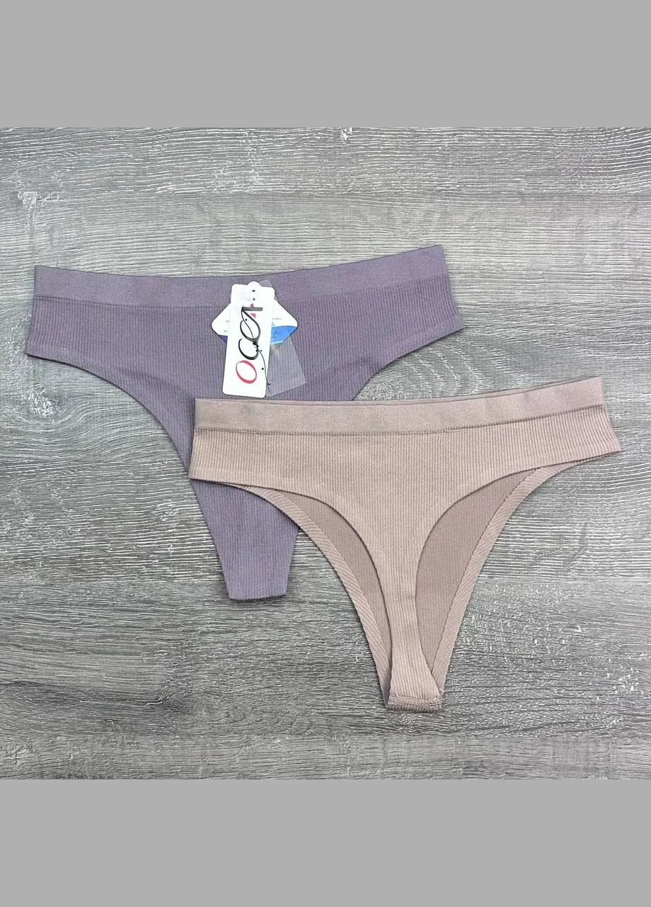 Женские безшовные стринги в рубчик набор 5 шт OCCA Стрінги (325419136)