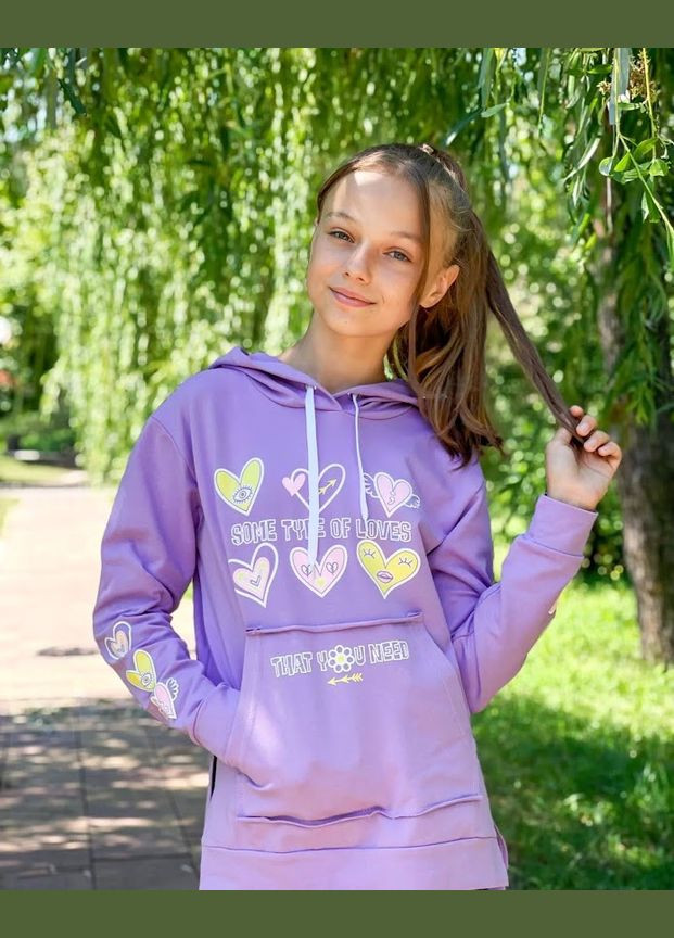 Фіолетовий демісезонний худі для дівчинки hc (h001-6161-057-33-5) No Brand