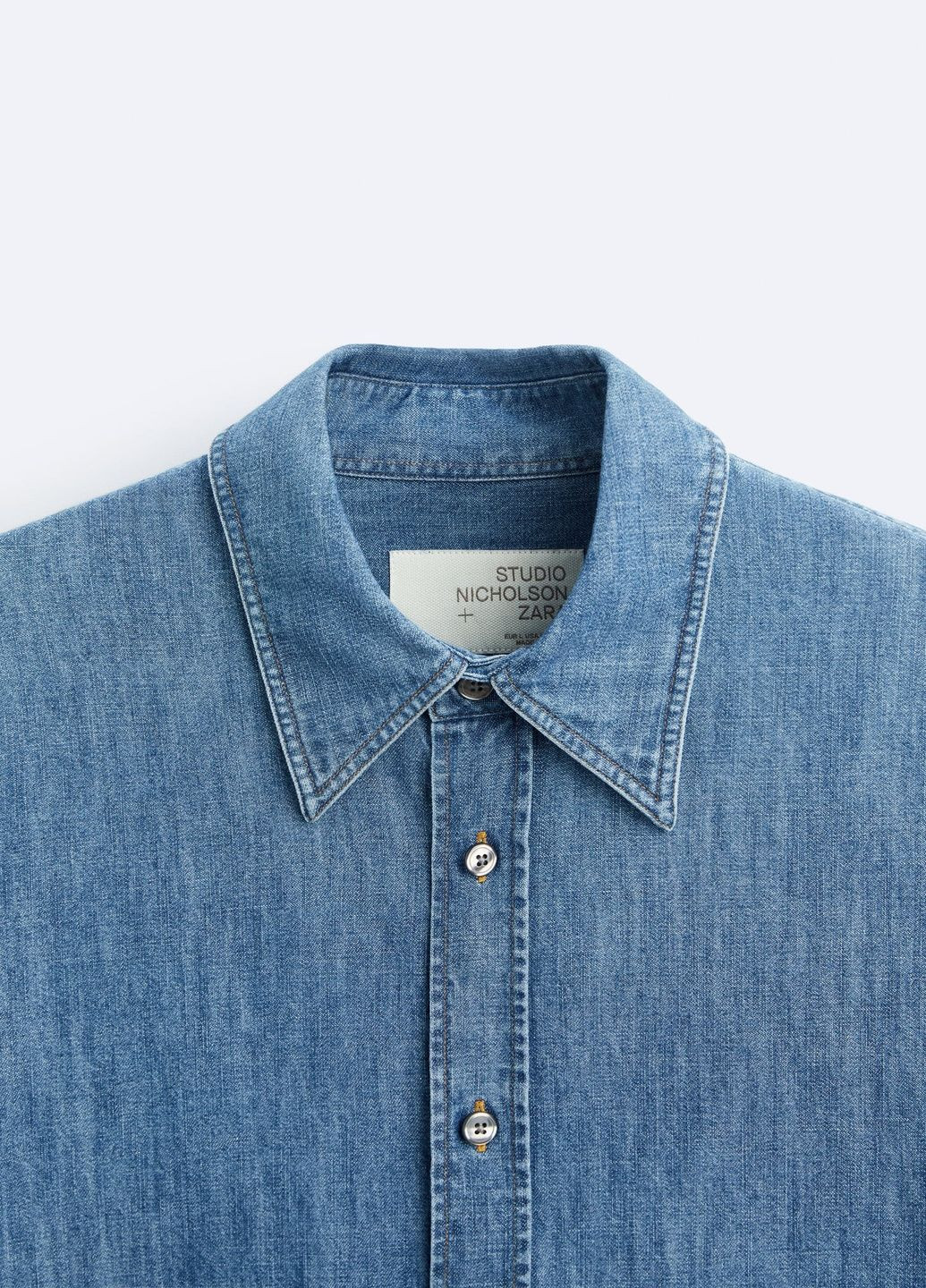 Синяя кэжуал рубашка однотонная Zara