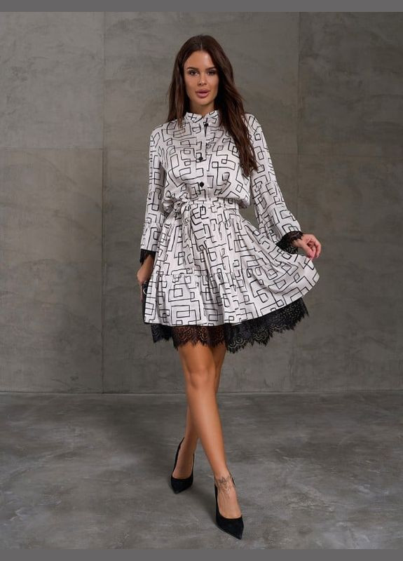 Молочна сукня sa-569 молочна ISSA PLUS однотонна