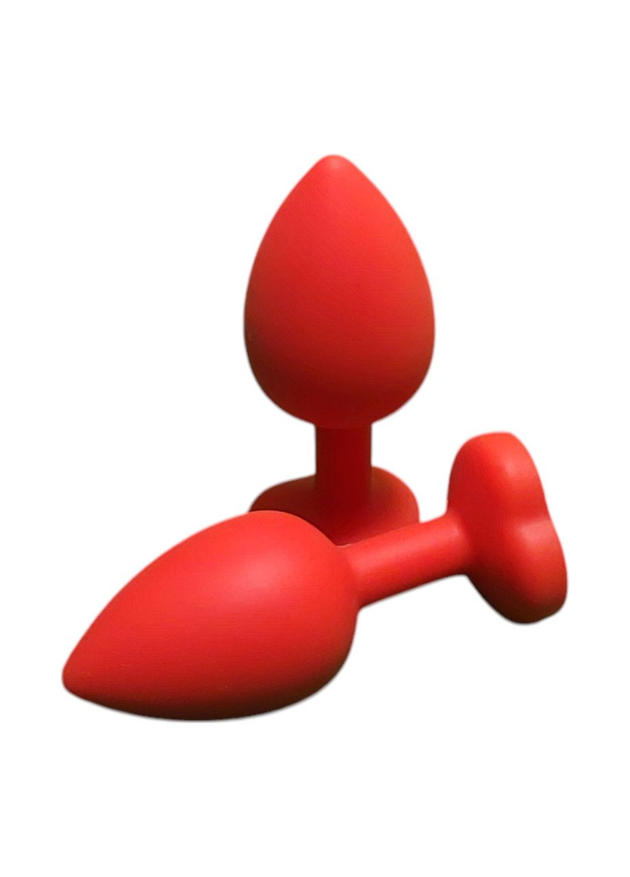 Анальная пробка сердце большая силиконовая с прозрачным камнем Anal Plug Heart Красного цвета Размер L China (322424096)