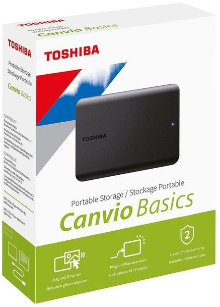 Зовнішній жорсткий диск 2.5" USB 1.0TB Canvio Basics Black (HDTB510EK3AA) Toshiba (336958122)