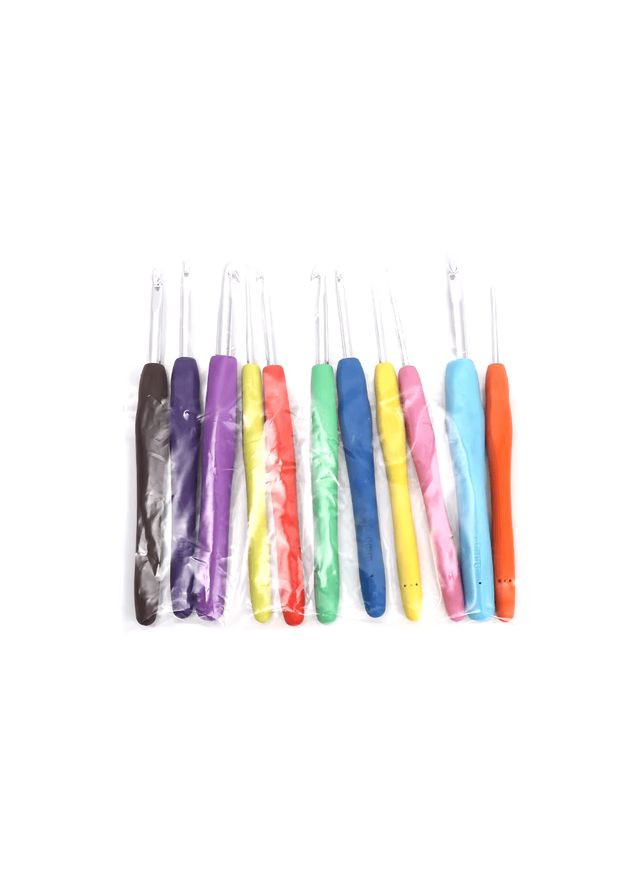 Набор крючков для вязания с прорезиненной ручкой, комплект из 11 штук, размер 2.0/7.0 мм. Крючков (344573373)