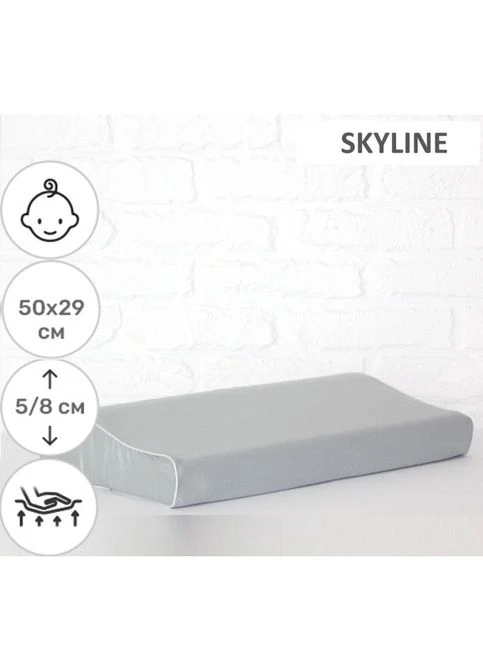 Подушка 50х29х5/8 (2200003262681) Mirson ортопедична 6114 Delicate satin Skyline Kiddy Boy (379323161)