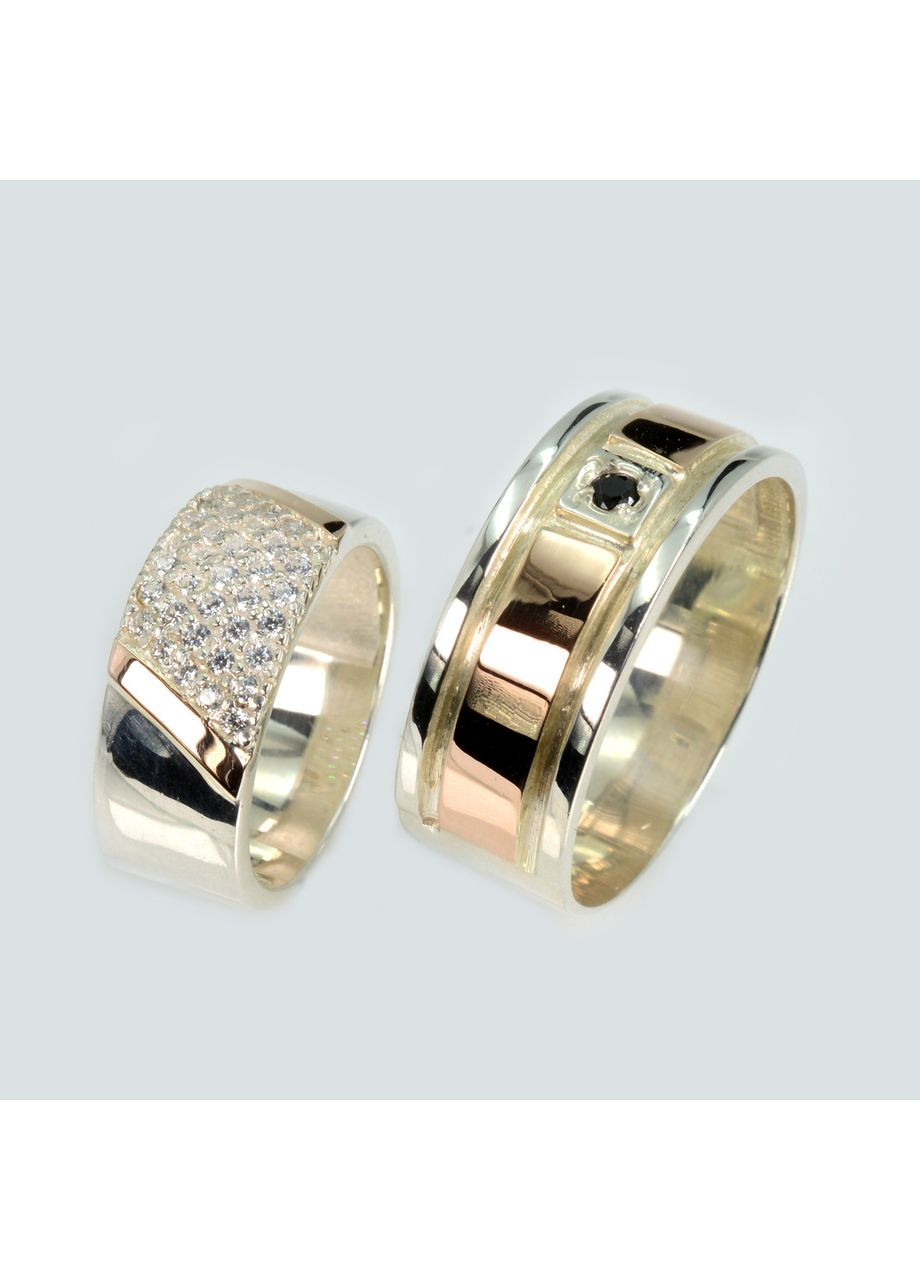 Пара серебряных обручек с золотом Silver Style (367112052)