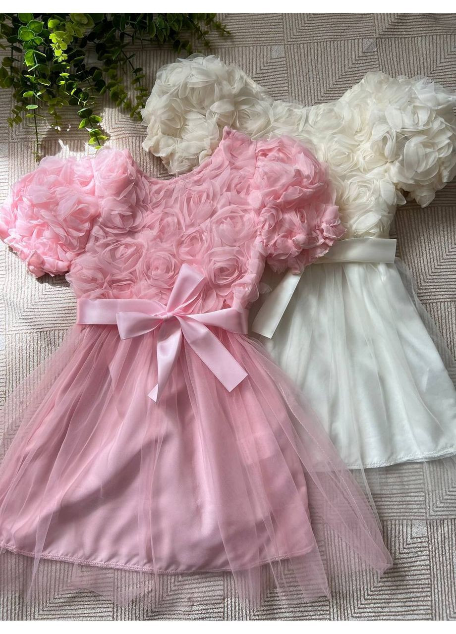 Рожева ніжне плаття з трояндами для дівчинки | фатін, святкове No Brand (367191324)