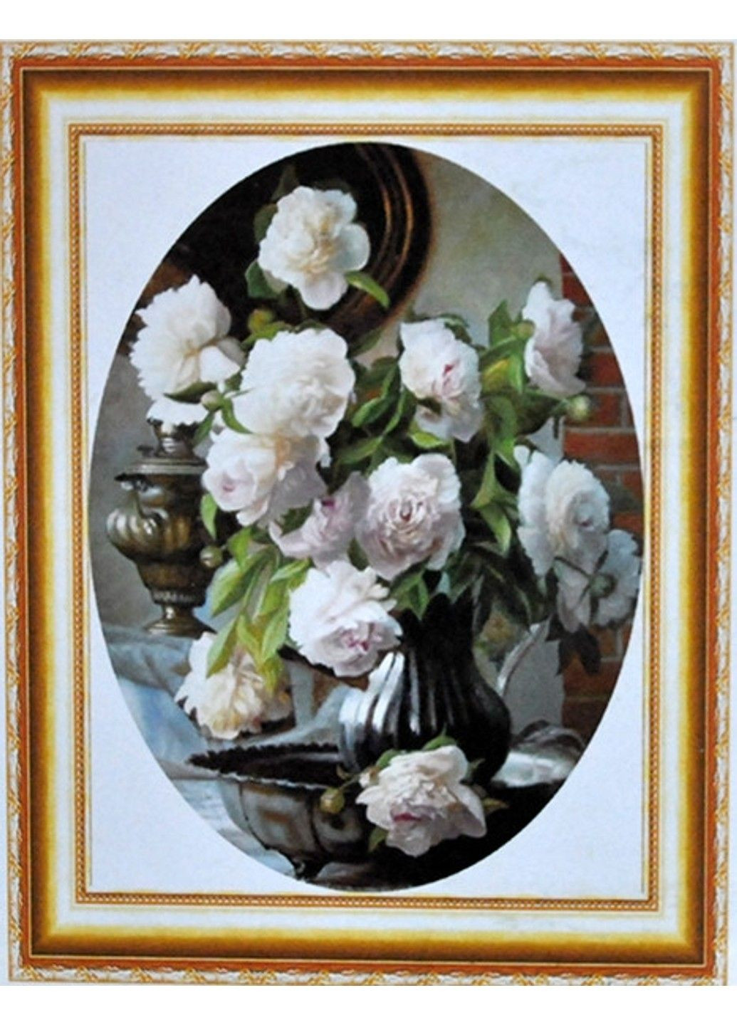Набор Алмазная мозаика вышивка Белые розы у вазе Цветочный аранжировка Домашний интерьер полная 5d 50х65 см No Brand (332207893)