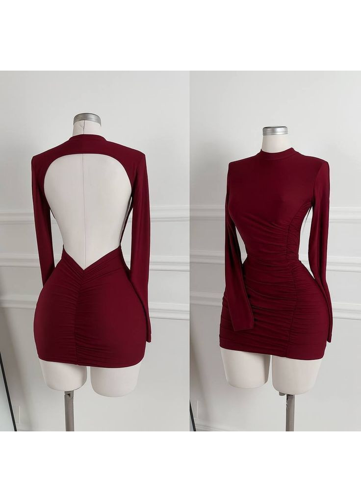 Бордовое праздничный, коктейльное, вечернее женское платье с открытой спиной силуэтная, с открытой спиной Avanti однотонное