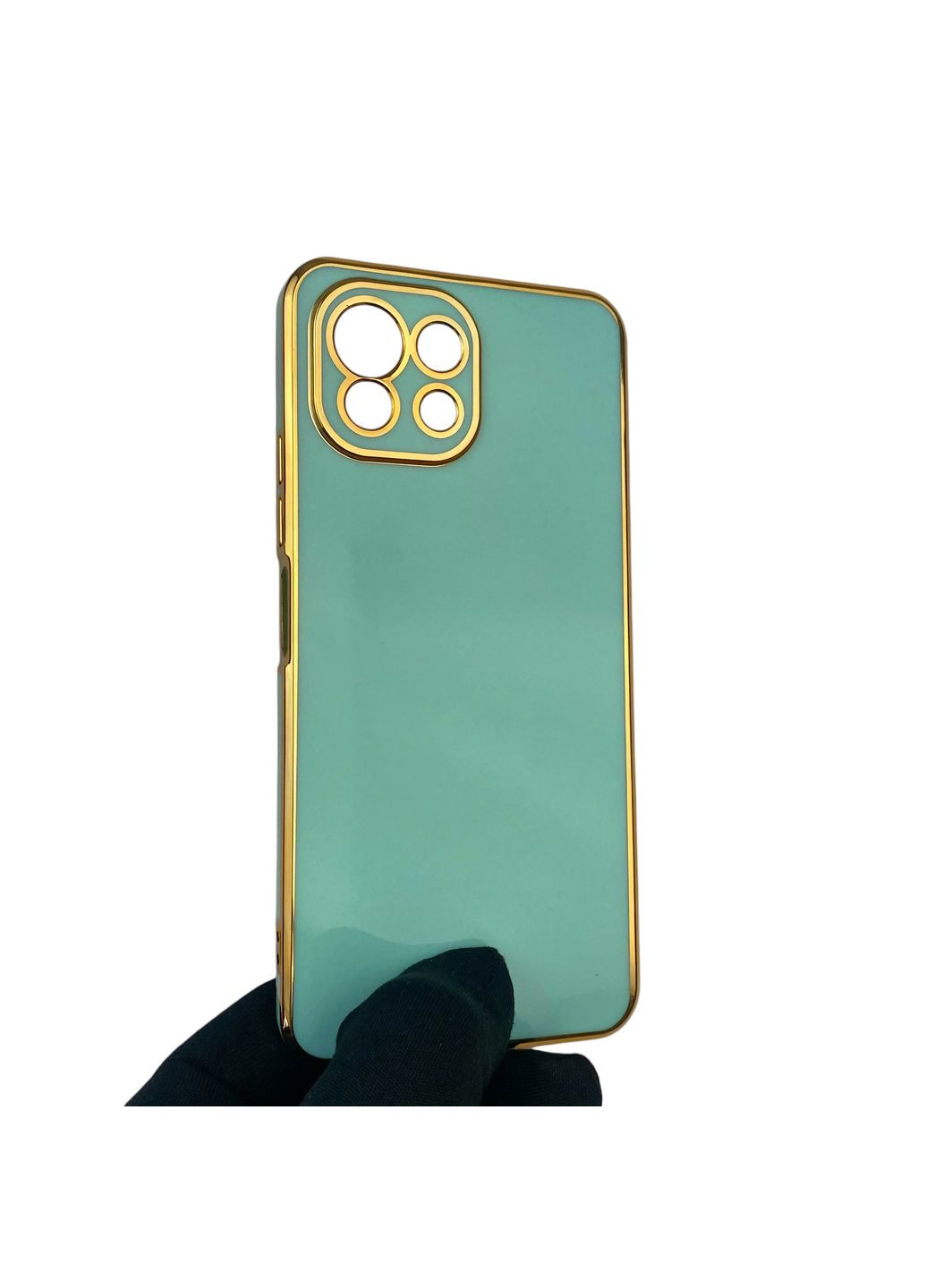Чехол для Mi 11 Lite с защитой камеры с золотой окантовкой на сяоми ми 11 лайт бирюзовый gs1 Xiaomi (366234299)