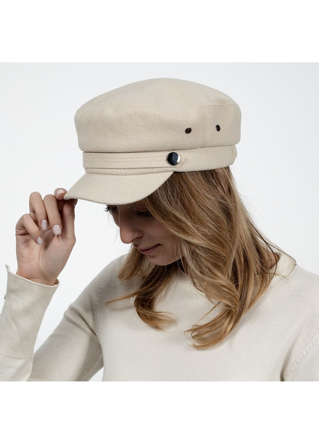 Кепка картуз жіноча вовна бежева ВІТАЛІНА LuckyLOOK 651-050 (322792018)
