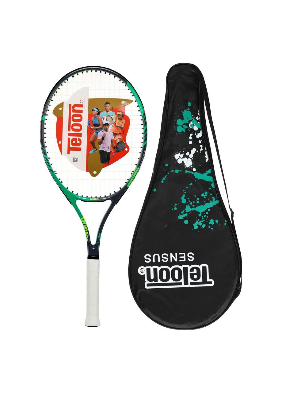 Ракетка для великого тенісу Pro (алюміній, Чорно-зелений) (SENSUS-1_Чорно-зелений) Teloon (361439284)
