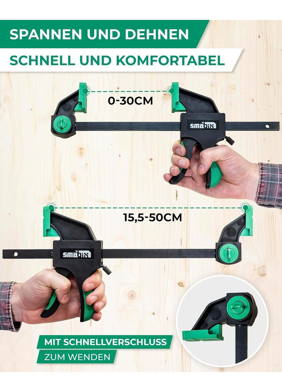Струбцины набор 2 шт, одноручные зажимы универсальные для дерева, металла для фиксации, склеивания, сила 71 кг No Brand (356775935)