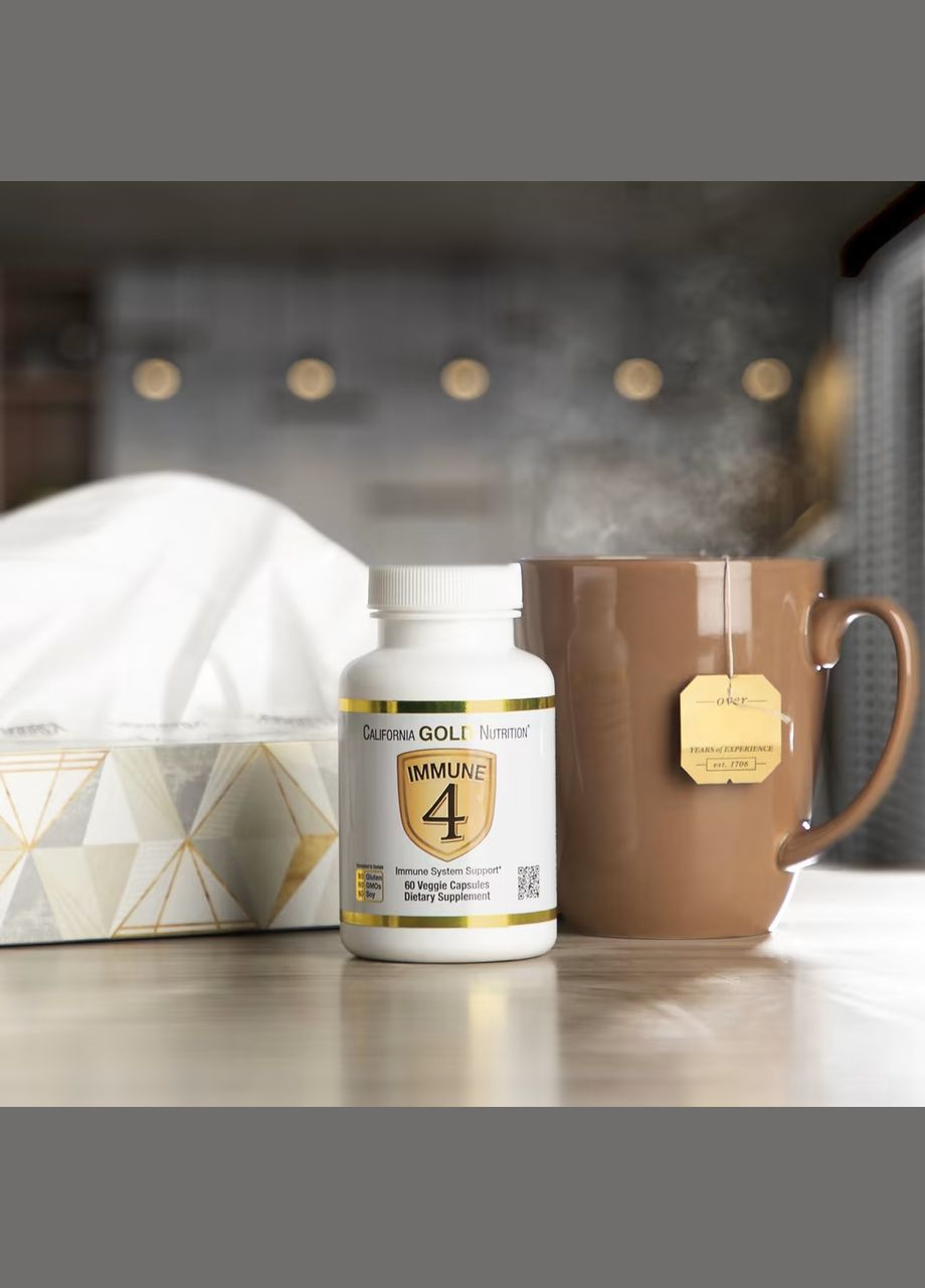 Immune 4, засіб для зміцнення імунітету, 60 капсул California Gold Nutrition (314524065)