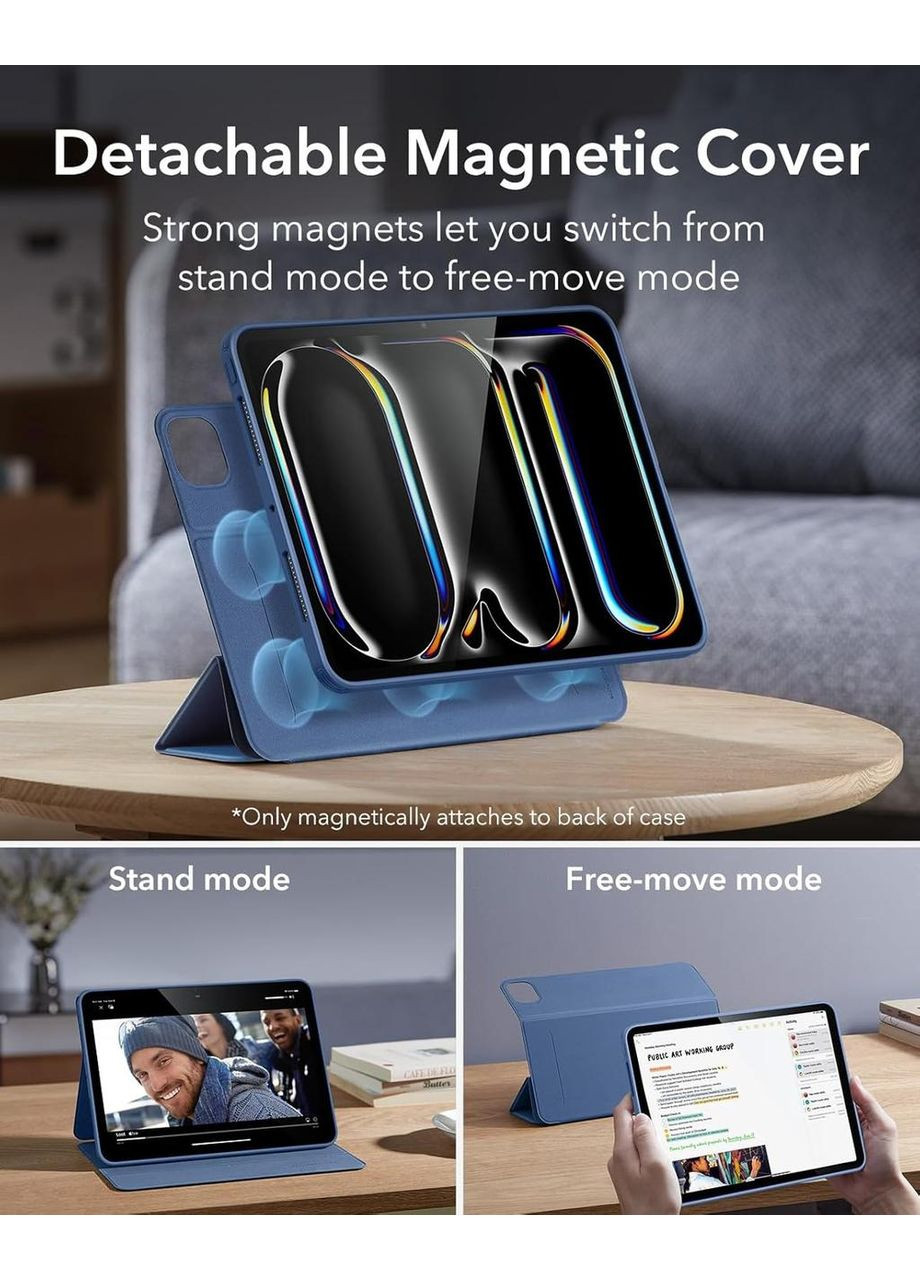 Чохол для iPad Pro 11" з тримачем для стилусу, знімним магнітним чохлом, вертикальною підставкою, для планшету темно-синій ESR (364273417)