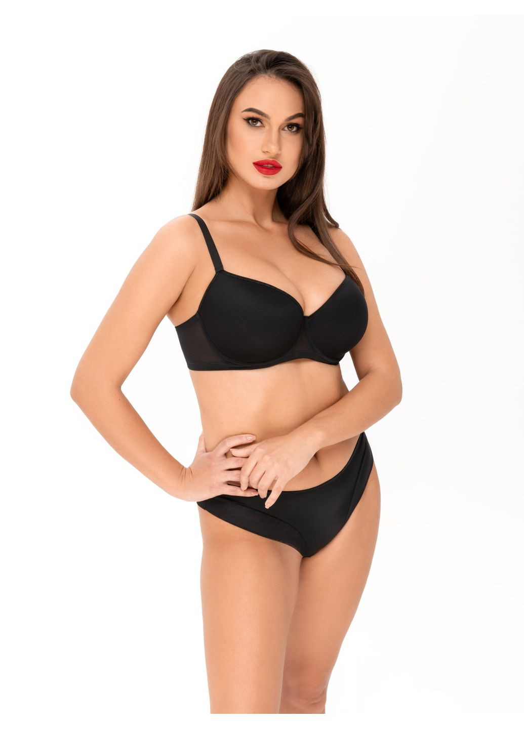 Чёрный бюстгальтер-балконет Kalyna