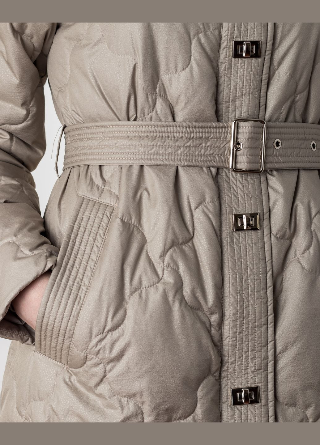 Сіро-бежева плащ (к619а) CHANEVIA