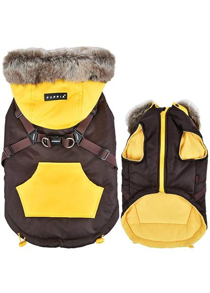 Жилет для собак з капюшоном і шлейкою Orson S Жовто-коричневий (8806166976096) Puppia (352196243)