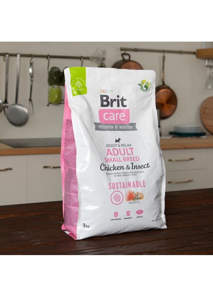 Корм сухий Dog Sustainable Adult Small Breed для собак малих порід з куркою та комахами 3 кг Brit Care (362702559)