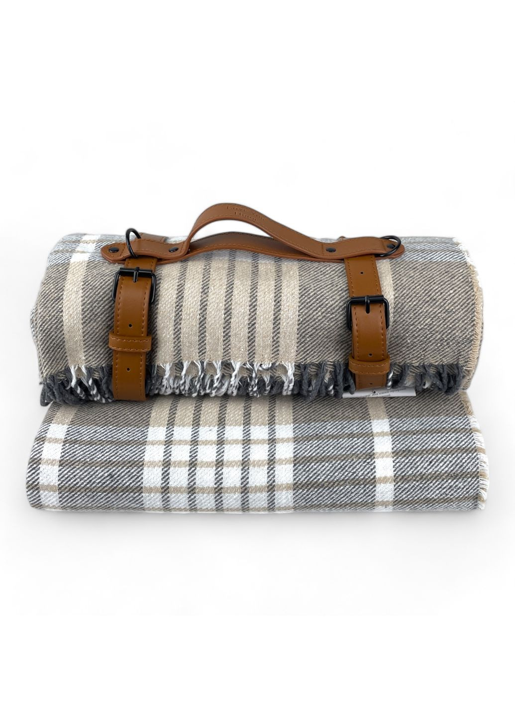 Плед Тревел хлопковий клітина з ременем Love You 4649-R (315690670)