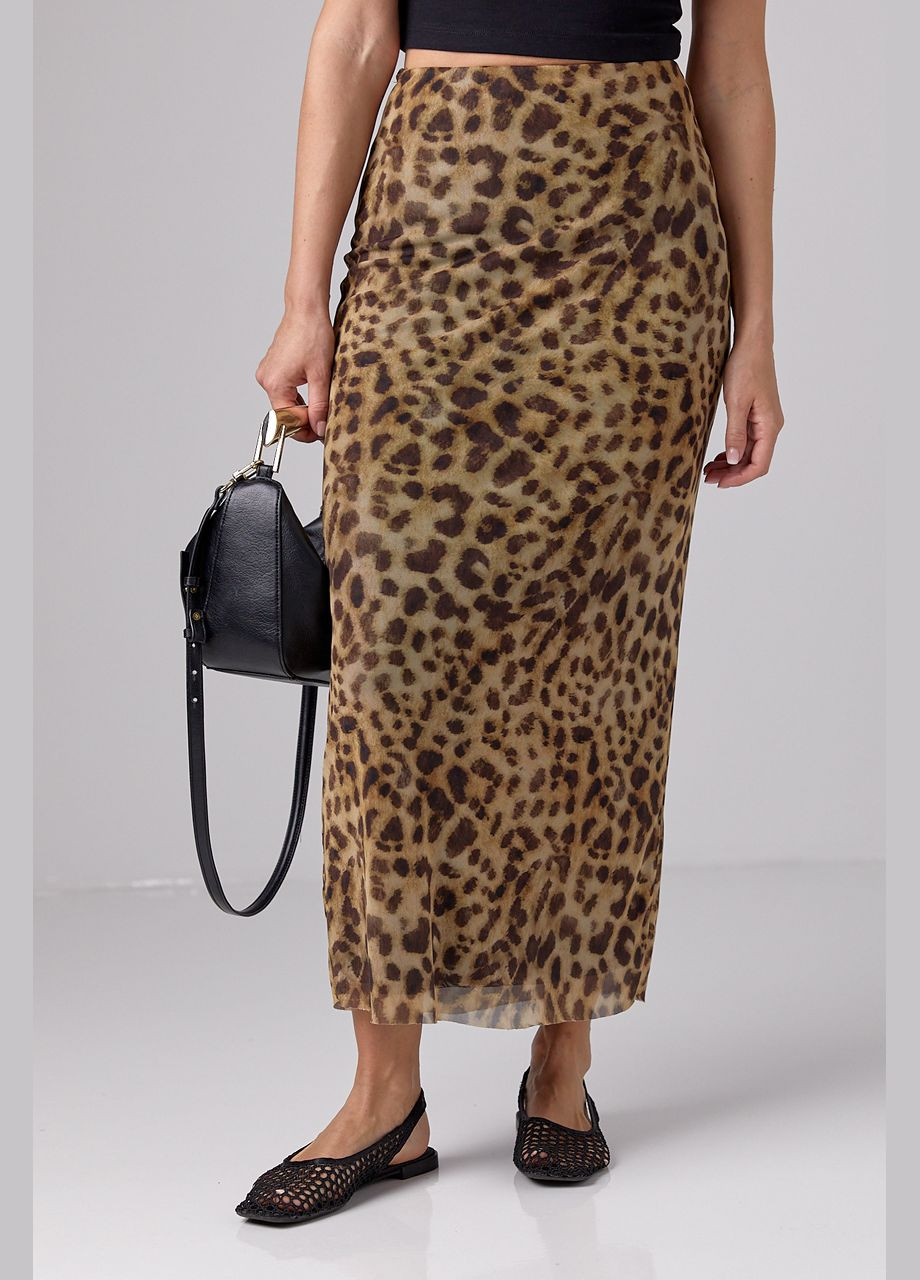 Довга леопардова спідниця із сітки коричневий колір S (sku_24118) No Brand (315796916)