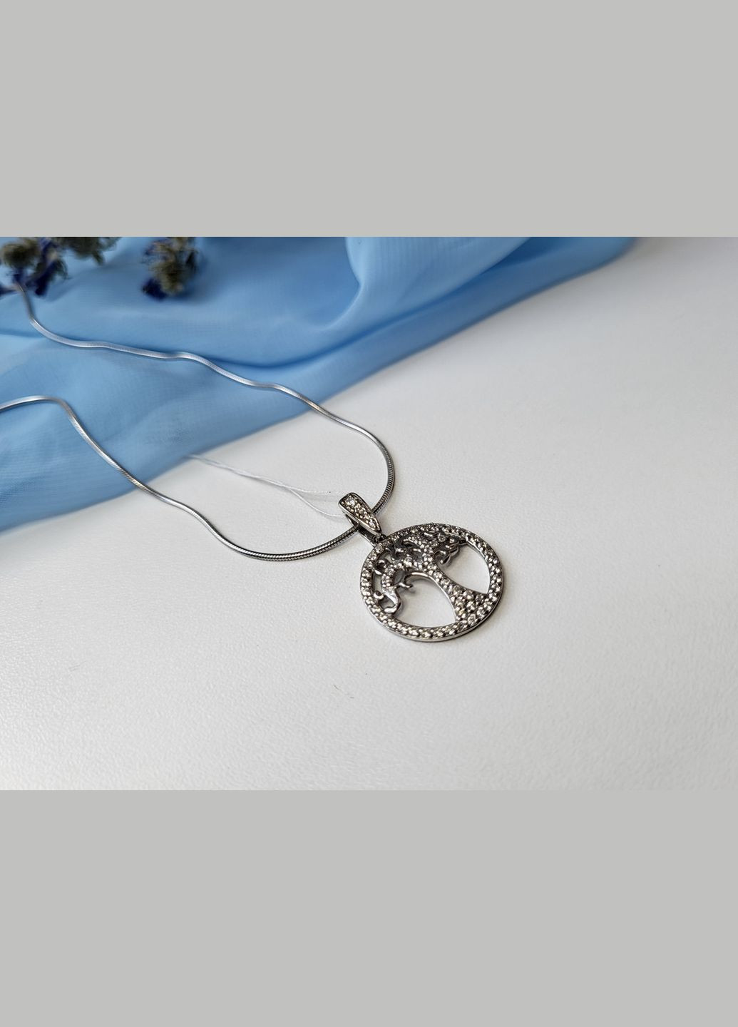 Серебряная подвеска Дерево Жизни с белыми камнями серебро 925 пробы Родированное 3276р No Brand (306741191)