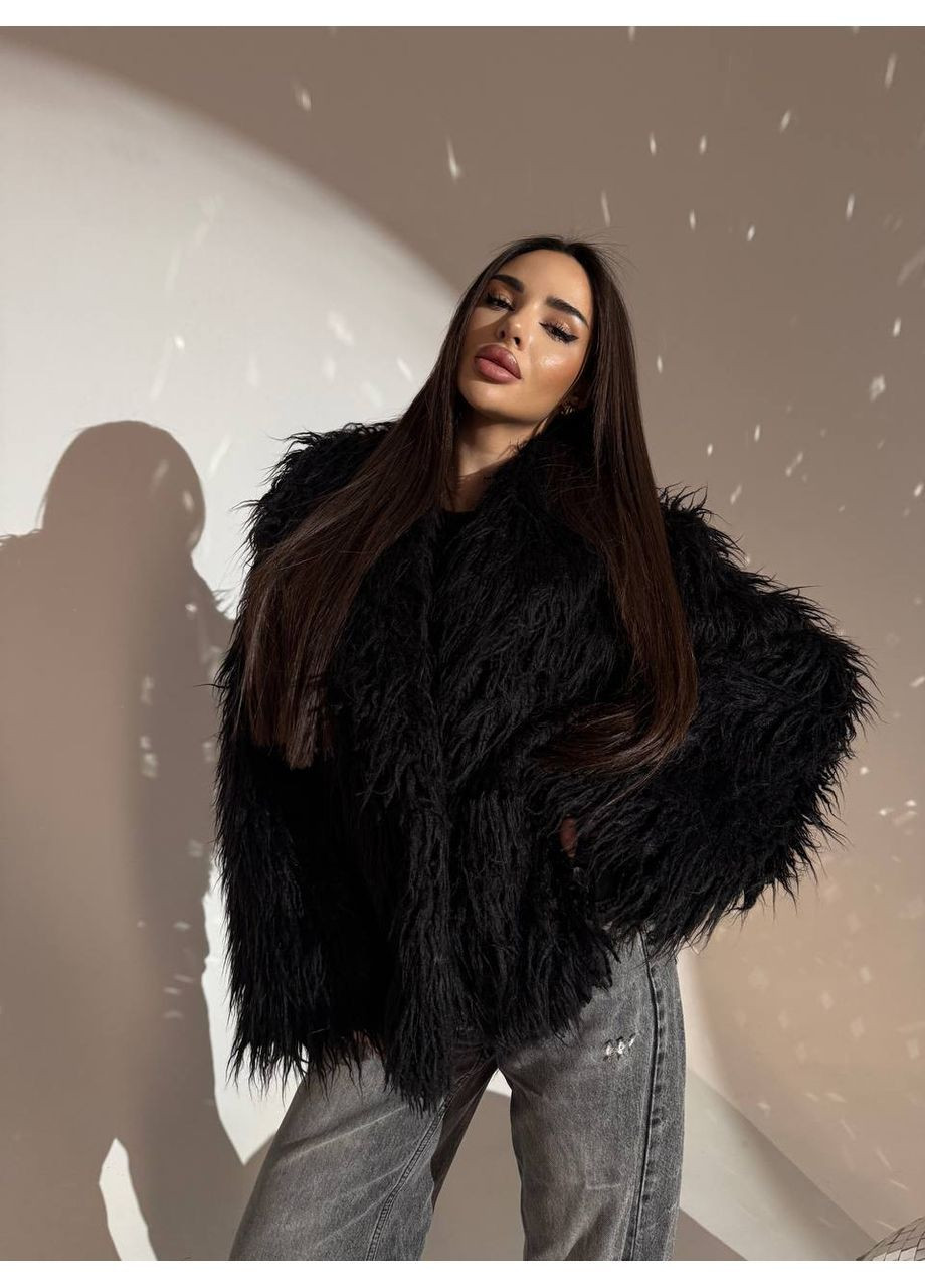 Жіноча укорочена шуба з фактурного екохутра No Brand (372390044)