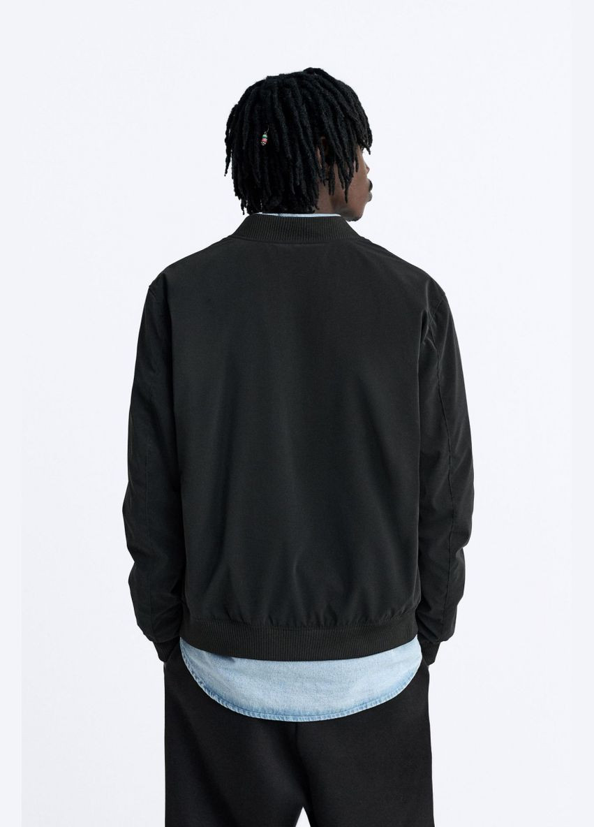 Чорна демісезонна куртка Zara бомбер легкий 4302/400 BLACK