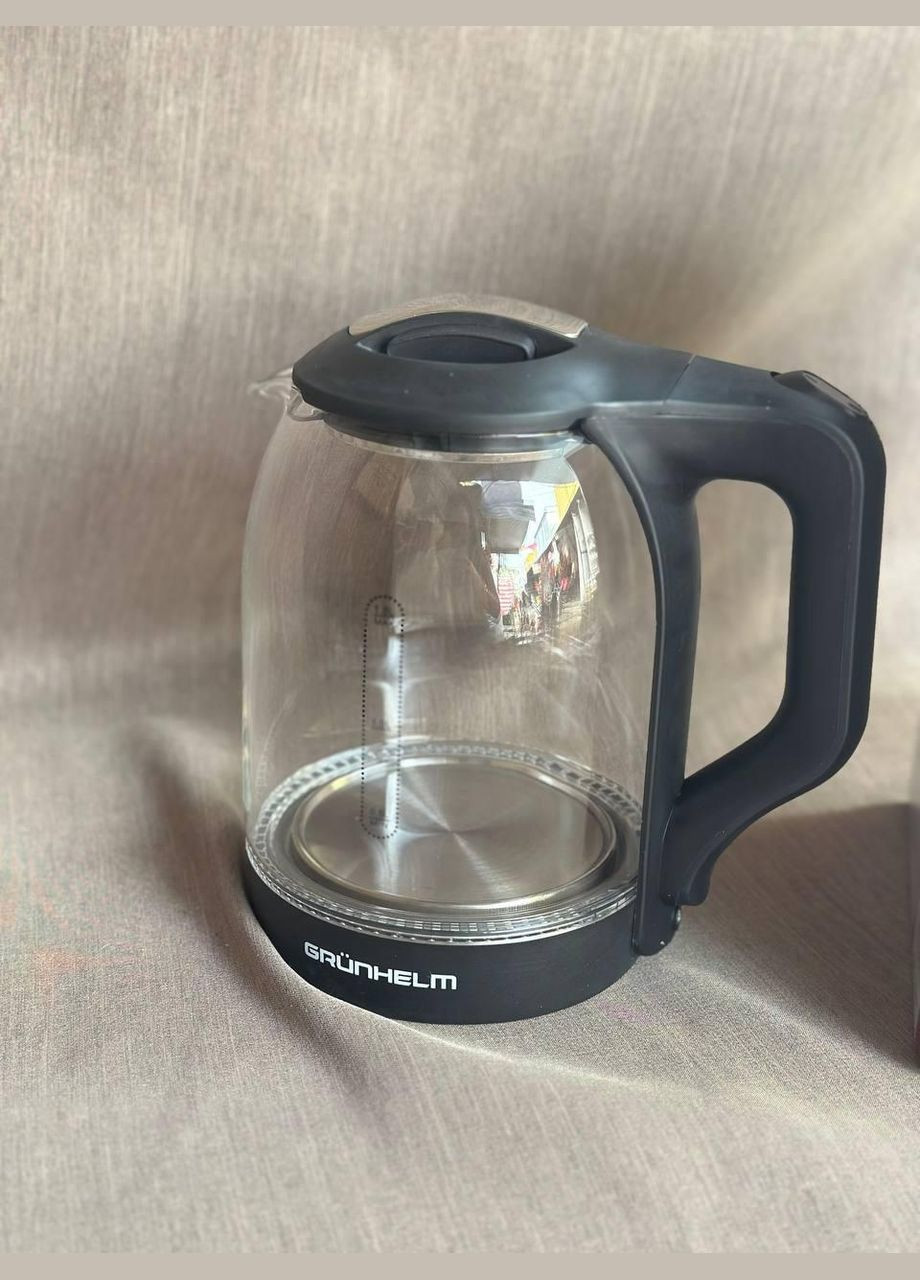 Електричний дисковий чайник EKG-1843B скляний електрочайник 1,8 л 1500Вт Чорний Grunhelm (299337455)