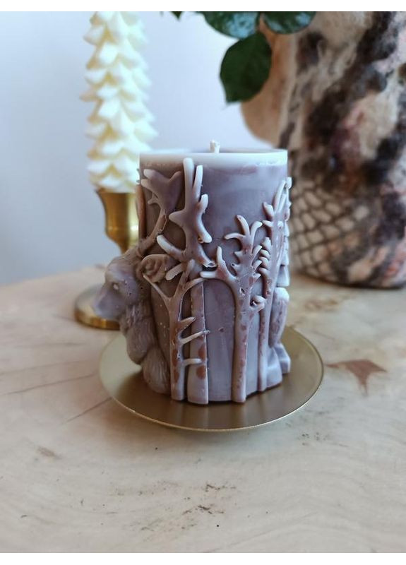 Новогодняя декоративная свеча ручной работы, ароматическая из оливкового воска, 185 г Hand Made (368828607)