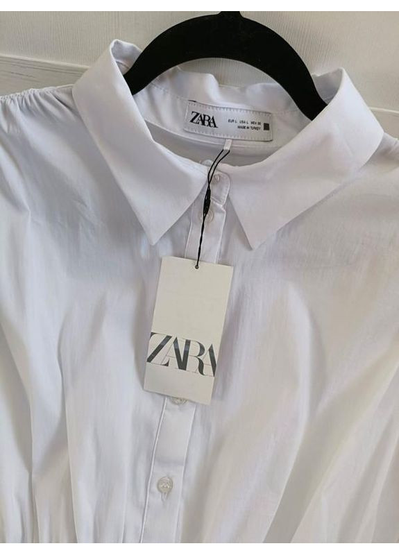 Белое мини-платье-рубашка с эластичным поясом Zara