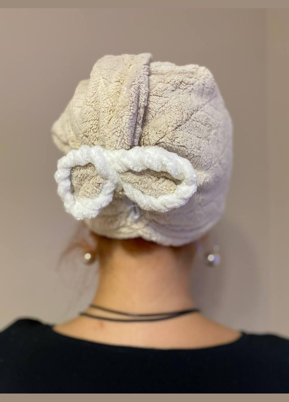 Тюрбан із мікрофібри з гудзиком Капучино (П4К-am-chalma-bant-004) No Brand світло-бежевий