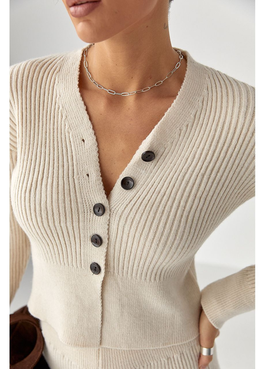 Трикотажний костюм у рубчик з кардиганом та брюками палаццо Lurex (364813708)