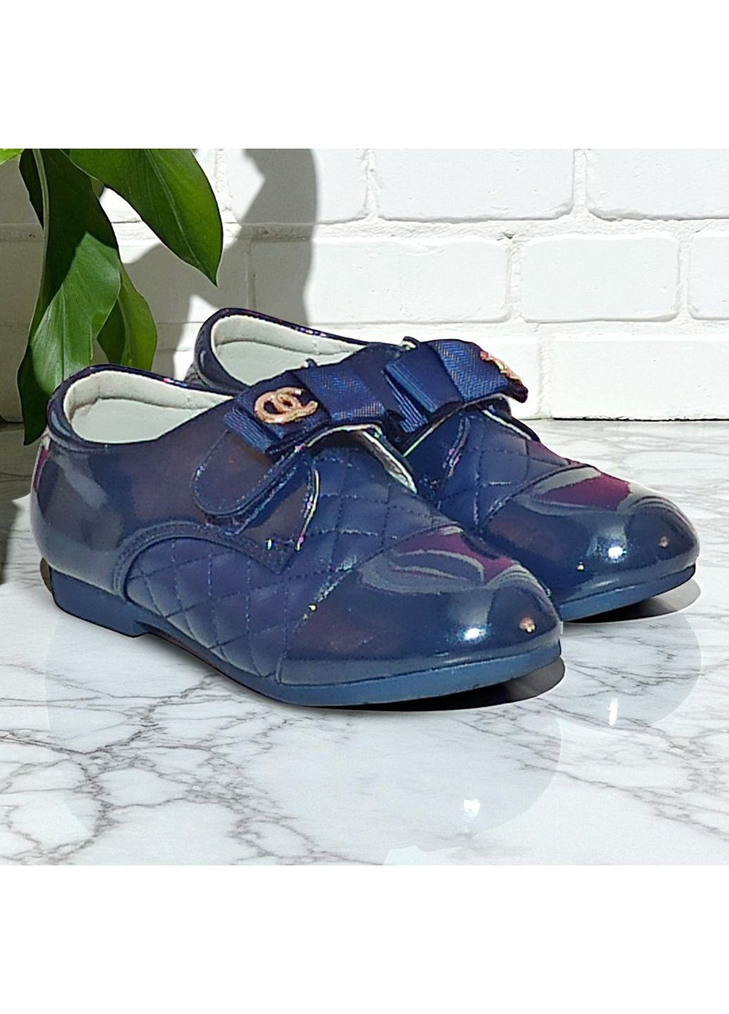 Синие демисезонные ортопедические кроссовки на липучке для девочки Apawwa