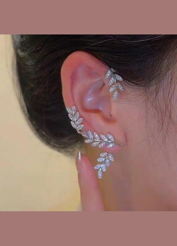 Ошатна сережка каффа листя в стразах 2 в 1, 4985 Fashion Jewelry (336950220)