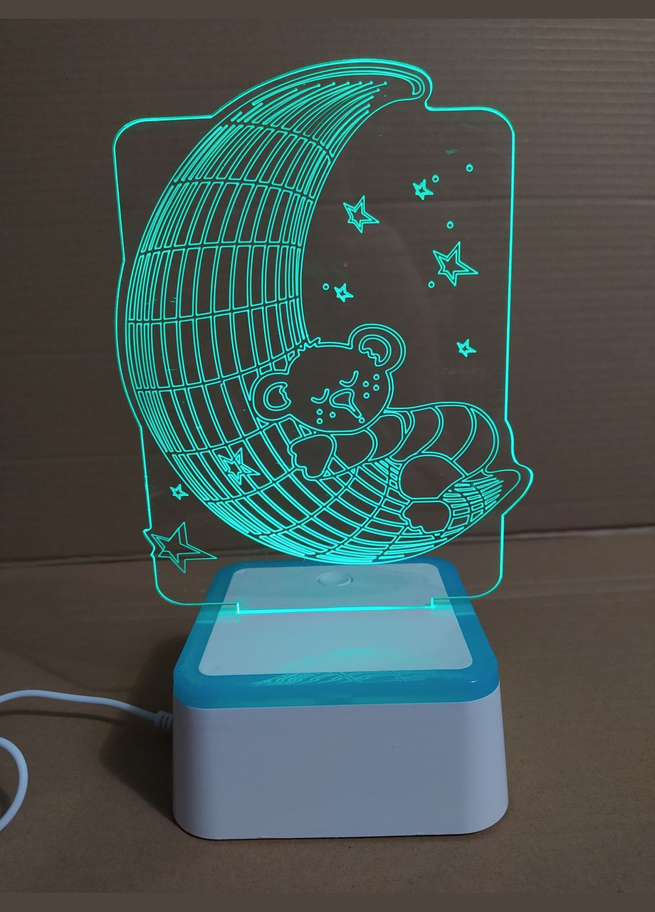 Нічник 3D світильник 3д Ведмедик на Місяці No Brand (342064458)