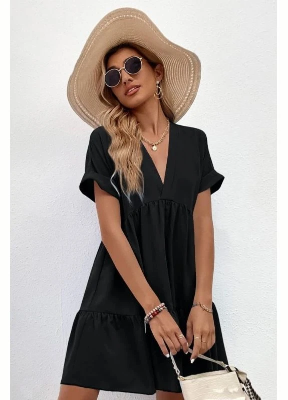 Чорна ділова гарна приталена сукня імпресіон кльош Look & Buy однотонна