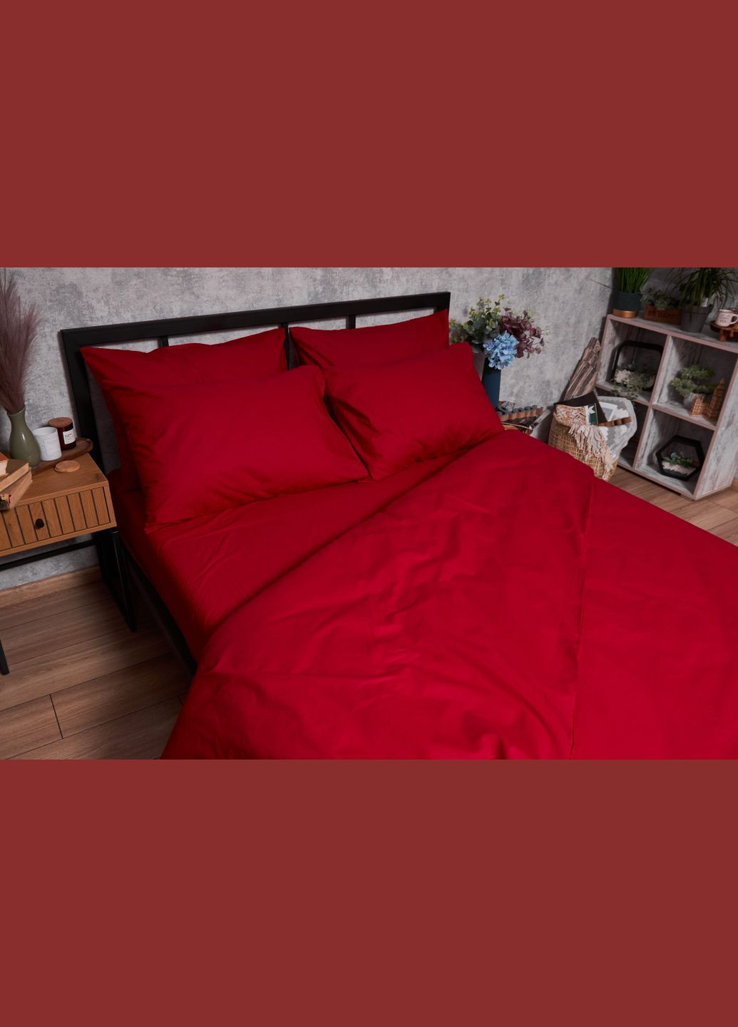 Комплект постельного белья Бязь Gold Люкс евро 200х220 наволочки 2х50х70 (MS-820003126) Moon&Star Cherry Red (288043886)