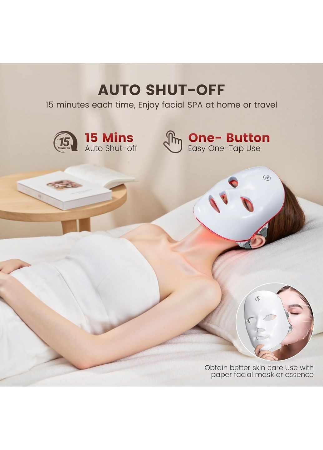 Світлодіодна маска для фотоомолодження та догляду за шкірою обличчя LED Light Beauty Instrument 7 кольорів світла No Brand (372184440)