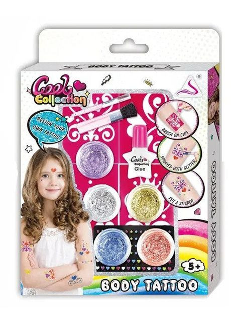 Набор для тату, детский комплект для татуажа, косметика, глитер, блестки, блестящая татуировка, боди арт (J 2009) Zhorya (293483853)