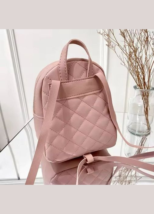 Міні Рюкзак міський жіночий екошкіра пудра рожевий класичний молодіжний сумка-рюкзак для прогулянок No Brand (316073403)