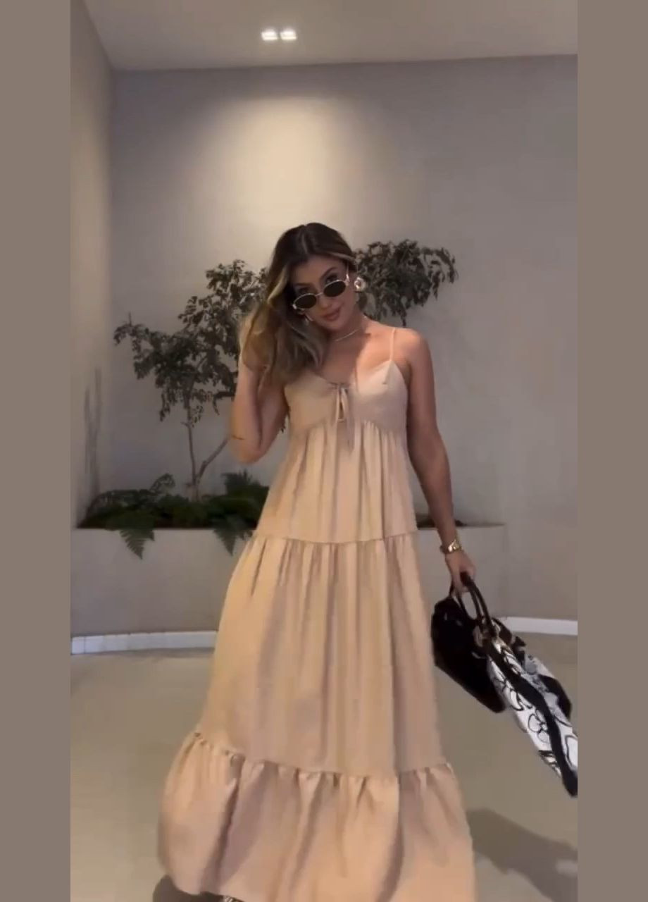 Летний женский женский сарафан свободного кроя с тонкими бретелями MonCher