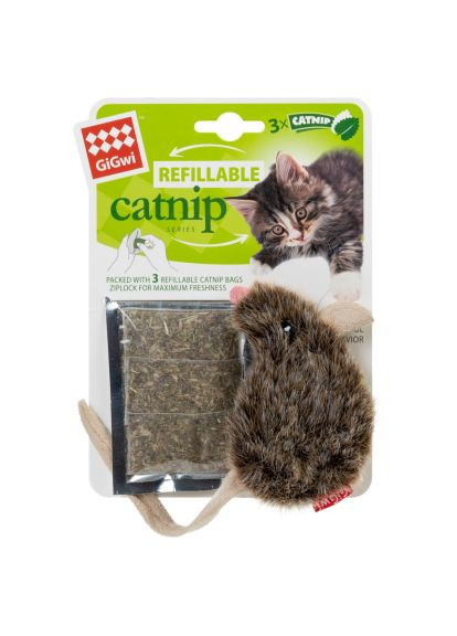 Іграшка для котів Catnip Мишка з котячою м'ятою 10 см (штучне хутро) (75300) GiGwi Catnip Мишка з котячою м&apos;ятою 10 см (штучне хутро) (370016760)