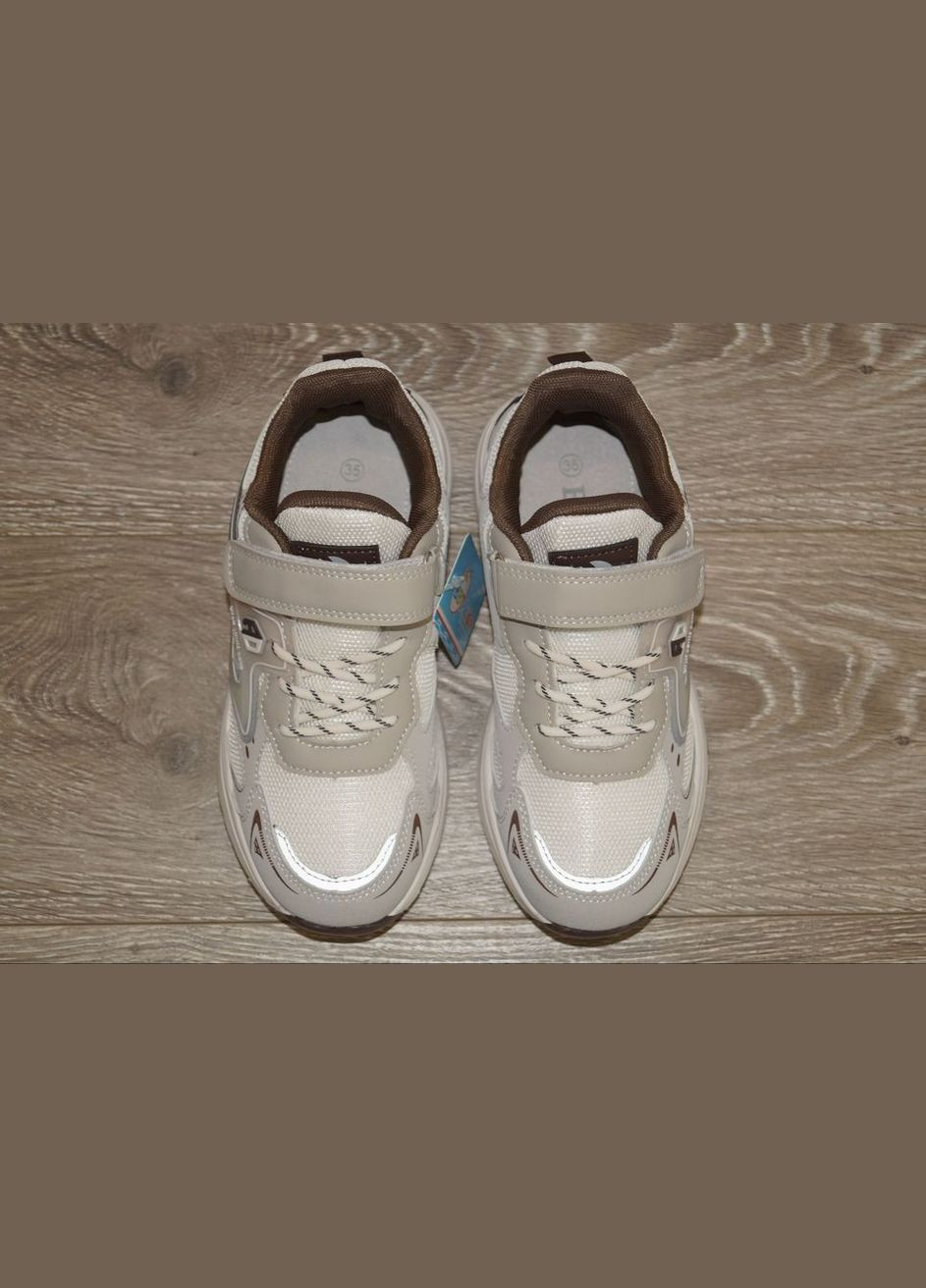 Бежеві осінні кросівки спортивні підліткові бежеві з коричневим BBT