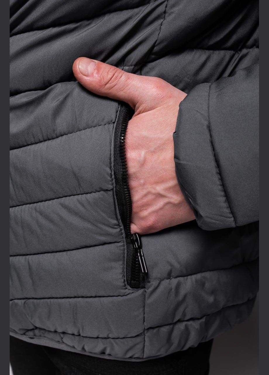 Сіра демісезонна базова стьогана куртка на весну Vakko