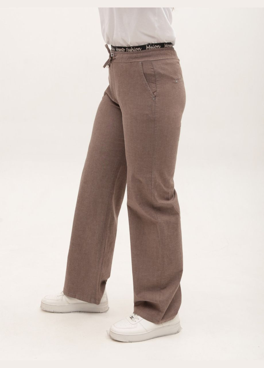 Джинси жіночі прямі коричневі пояс на резинці Пряма Adorati - (328000563)