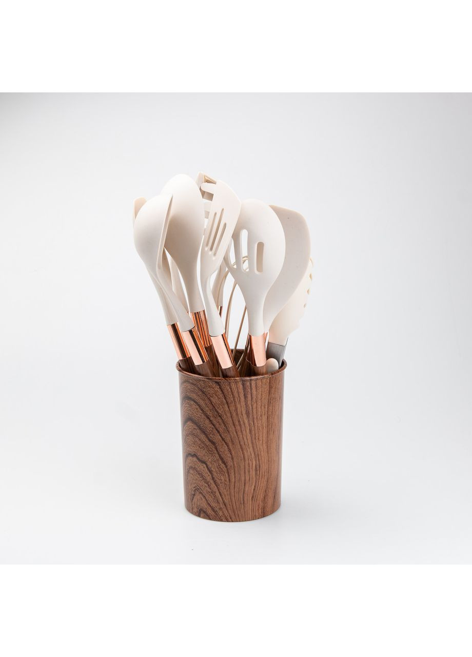 Набор кухонных принадлежностей с подставкой (11 штук) Коричневый TS Kitchen (360455225)